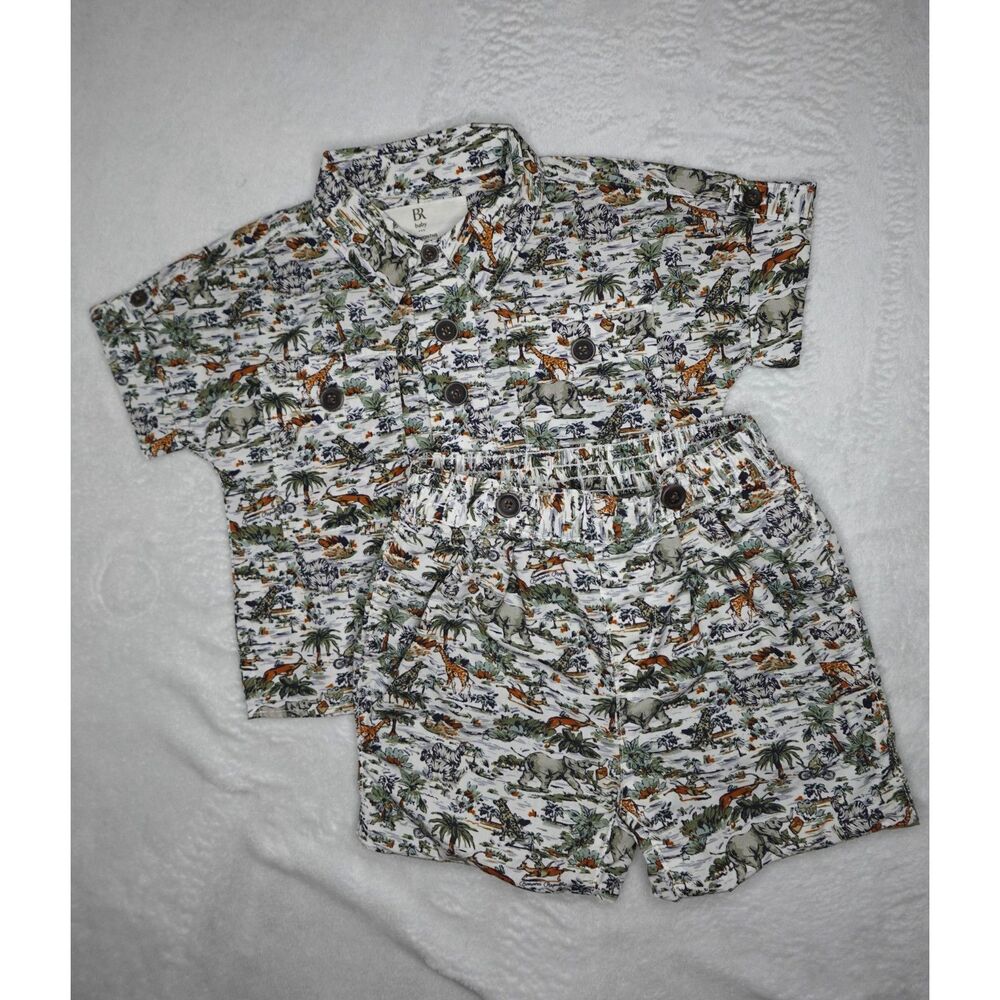 Banana Republic Baby 12-18M Safari Animal Print 2-Piece Shirt & Shorts Set